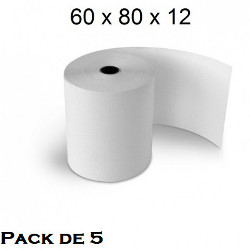 Bobine papier thermique 60x80x12 pack de 5 pour SAVER Terminal