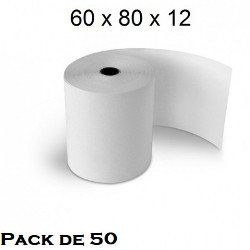 Roll papier thermique 55 Gr  60x80x12 carton de 50 rollers for SAVER Terminal