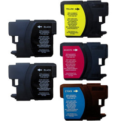 Pack de 5 cartouches jet d'encre HC 2 noir 1C 1M 1Y pour BROTHER DCP 6690C