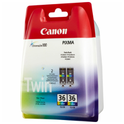 Pack 2 encres couleurs CLi36 2x249 pages pour CANON iP 100