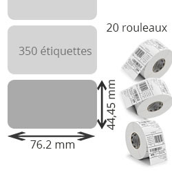 20 rouleaux d'etiquettes papier thermique, detachable 76.2x44.45mm 350eti/roul pour ZEBRA QLn320