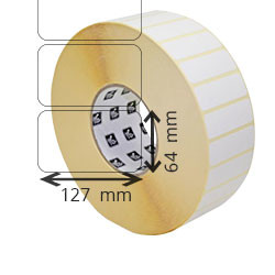 4 bobines d'etiquettes velin transfert thermique 127x64mm 3000etiq/bobine pour ZEBRA ZT 420