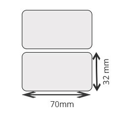 12 bobines d'etiquettes brillant argent polyester 70x32mm 2370etiq/bobine pour ZEBRA TLP 3842