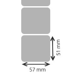 12 bobines d'etiquettes couché mat transfert thermique, 57x51mm 1370eti/bobine pour ZEBRA GC 420T