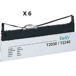 Black nylon ribbon pack of 6 for MANNESMANN-TALLY T 2030