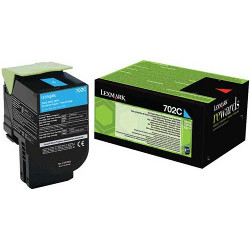 Cartouche N°702C toner cyan 1000 pages pour LEXMARK CS 310