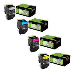 Pack 4 toners noir, Cy, Mg, Jaune 1000 pages  pour LEXMARK CS 510