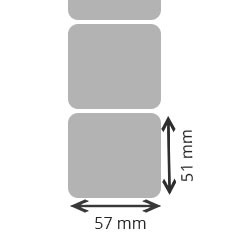 12 bobines d'etiquettes couché premium thermique, 57x51mm 1370eti/bobines pour ZEBRA LP 2824 Plus