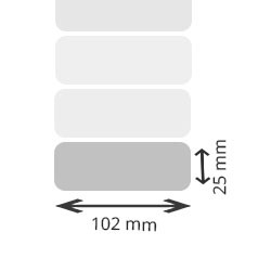 12 bobines d'etiquettes couché premium thermique, 102x25mm 2580eti/bobines pour ZEBRA LP 2844