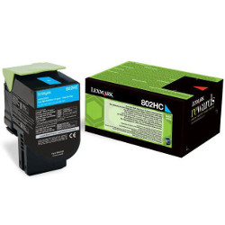 Toner cartridge cyan HC 802HC 3000 pages for LEXMARK CX 410