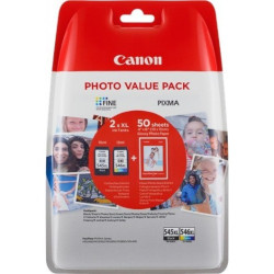 Pack PG545XL CL546XL noir et couleurs + 50 papier photo 10x15 pour CANON TR 4550