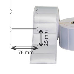 6 rolls d'etiquettes brillant blanc polyester 76x25mm 5180etiq/roll for ZEBRA ZT 230