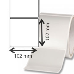 4 bobines d'etiquettes brillant blanc polyester 102x102mm 1432etiq/bobine pour ZEBRA ZM 400