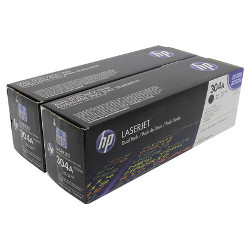 Pack de 2 cartouches N°304A de toner noir 2x3500 pages pour HP Laserjet Color CP 2125