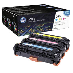 Pack de 3 toners N°304A C/M/Y 3x 2800 pages  pour HP Laserjet Color CP 2020