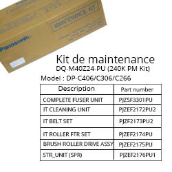 Kit de maintenance 240.000 pages unité fusion, courroie.... pour PANASONIC DP C 406