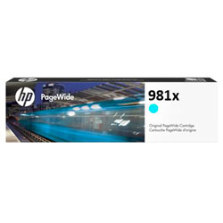 Cartouche N°981X encre cyan HC 10000 pages pour HP PageWide PRO 556