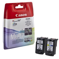 Pack N°510 et 511 noir et couleurs réf 2970B010 pour CANON Pixma MP 260