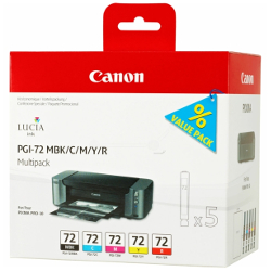 Pack 5 colors mag yellow bk red pigmenté and cyan 6402B for CANON Pixma Pro 10