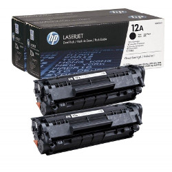 Cartouche N°12A toner noir pack de 2x2000 pages  pour HP Laserjet 1020