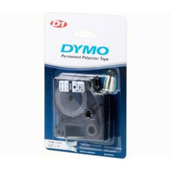 Ruban d'etiquettes auto adhesives noir/blanc 12mm x 5.5m pour DYMO Label Writer 400 DUO