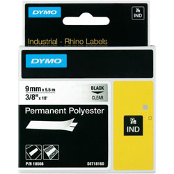 Black ribbon sur transparent 9mm x 5.5m for DYMO Rhino 6000