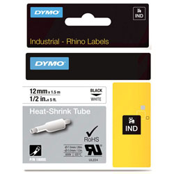 Black ribbon sur blanc gaine thermorétractable 12mm x 1.5m for DYMO Rhino 5200