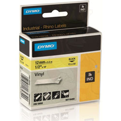 Black ribbon sur yellow 12mm x 5.5m vinyl flexible resistant for DYMO Rhino 5000