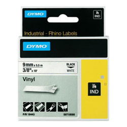 Ruban vinyle noir sur blanc 9mmx 5.5m pour DYMO Rhino 5000