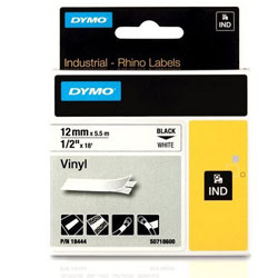 Ribbon vinyl 12mm x 5.5m black sur blanc 18444 for DYMO Rhino 4200