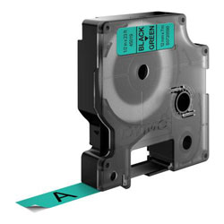 Black ribbon sur vert 12mm x 7m for DYMO Label Point 100