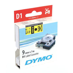 Ruban 9mm x 7m noir sur jaune  pour DYMO Label Manager 120P