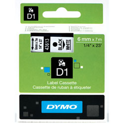 Ruban noir sur blanc 6mm x 7m pour DYMO Laser Writer DUO