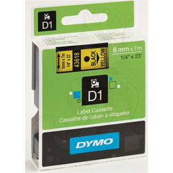Ruban noir sur jaune 6mm x 7m pour DYMO Label Manager 120P