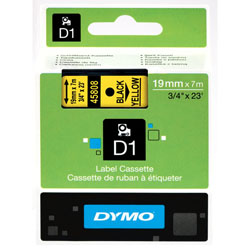 Ruban noir sur jaune 19mm x 7m pour DYMO Laser Writer DUO