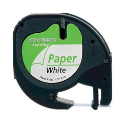Ruban papier transfert textile noir sur blanc 12mm X 4m pour DYMO Letra Tag LT100H