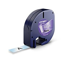 Black ribbon sur transparent 12mmx4m for DYMO Letra Tag PLUS