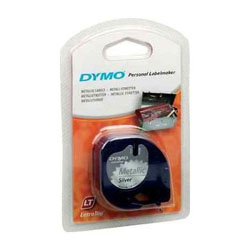 Ruban 12mm x 4m noir sur argent pour DYMO Letra Tag LT100H