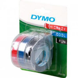 Lot de 3 rubans de gaufrage noir, bleu et rouge 9mm x 3m pour DYMO DYMO Omega