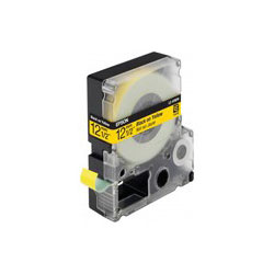 Etiquettes pour bandes magnétiques noir pastel sur jaune 1.2cmx9m LC4YBP9 pour EPSON Label Work 300