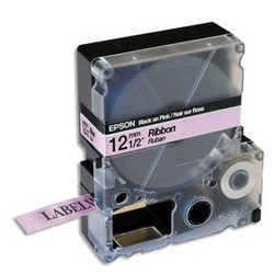 Ribbon satin black sur pink 12mm x 5M LK4PBK for EPSON LW K400