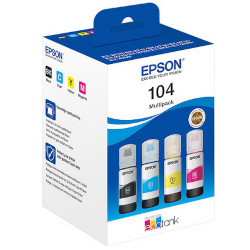 Pack n°104 4 bouteilles BKCMY 4x 65ml pour EPSON ECOTANK ET 2721