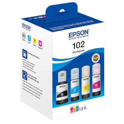 Pack N°102 4 bouteilles BK 127ml CMY 3X 70ml pour EPSON ECOTANK ET 2756