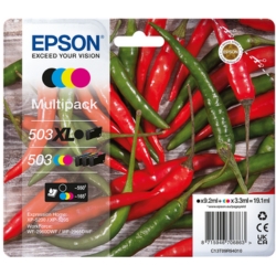 Pack cartridges inkjet n°503XL black 8.9ml and n°503 colors 3x2.4ml Piment for EPSON XP 5200