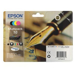 Pack N°16 plume 4 couleurs CMYBK  14.7 ml pour EPSON WF 2010