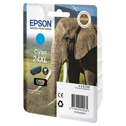 Cartouche N°24XL jet d'encre cyan éléphant 8.7ml pour EPSON XP 960