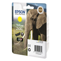 Cartouche N°24XL jet d'encre jaune éléphant 8.7ml pour EPSON XP 950