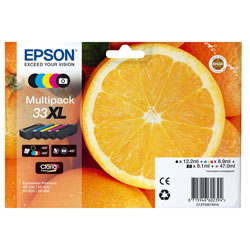 Pack N°33XL 5 colors Bk 12.2ml Bk photo 8.1ml CMY 3x8.9ml for EPSON XP 630