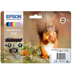 Pack N°378 6 colors 5.5ml BK 5x 4.1ml CMYLCLM for EPSON XP 8500