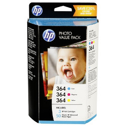Pack N°364 3 colors Cyan,Mag,Yellow and 50 feuilles 10x15cm for HP Photosmart Premium Fax C309a